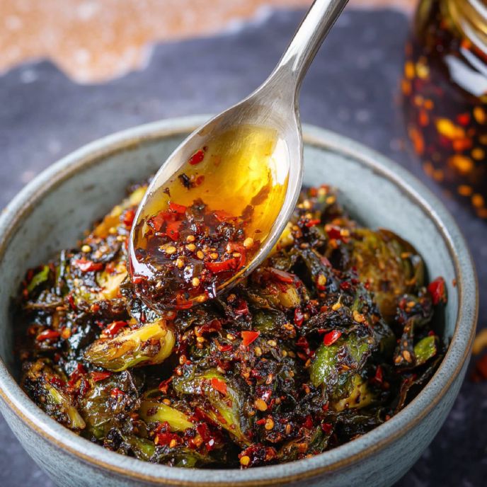 Charred Brussels Sprouts with Chilli-Crisp and Honey (Thanksgiving Side Dish)