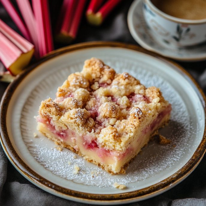 Rhubarb Custard Bar on a Plate