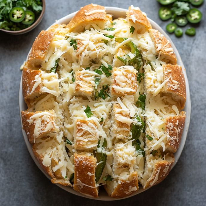 Cheddar Jalapeño Pull Apart Bread, top view