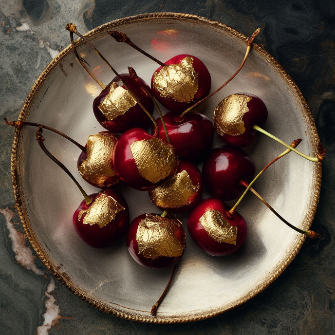 Gold leaf decorated cherries 