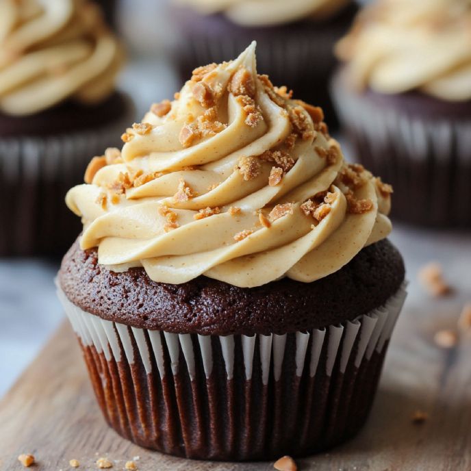 Chocolate Cupcakes with Peanut Butter and Mascarpone Frosting