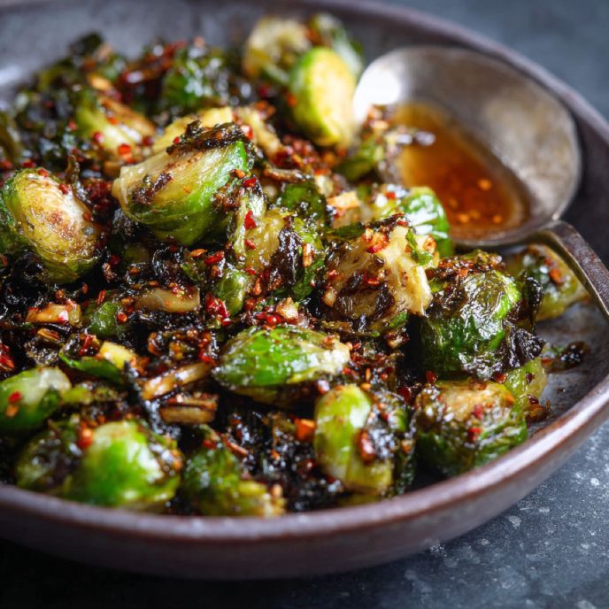 Charred Brussels Sprouts with Chilli-Crisp