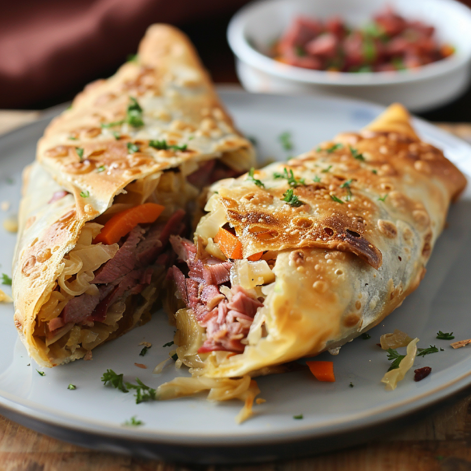 Easy Corned Beef Egg Rolls on a plate