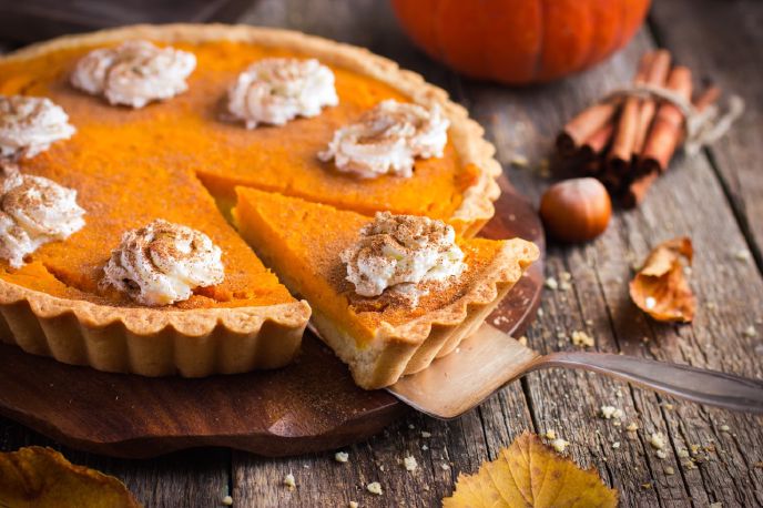 Dairy-free pumpkin pie with coconut whipped cream
