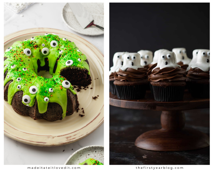 Halloween Bundt Cake and Ghost Cupcakes