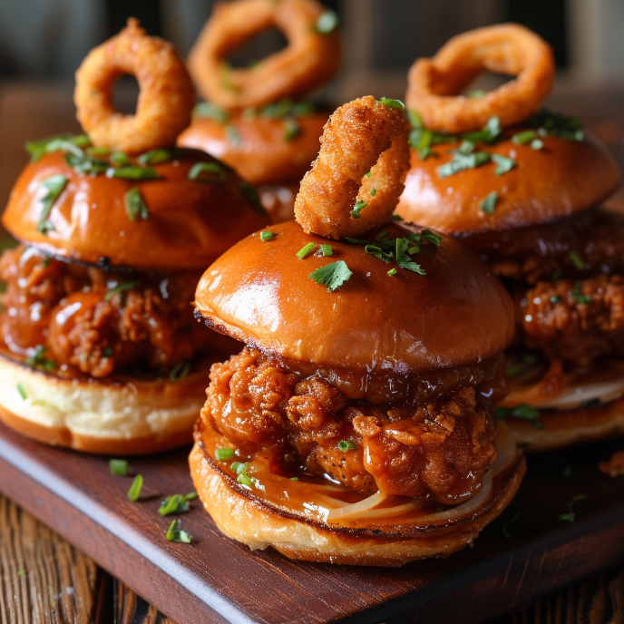 Nashville Hot Chicken Sliders with Championship Onion Rings