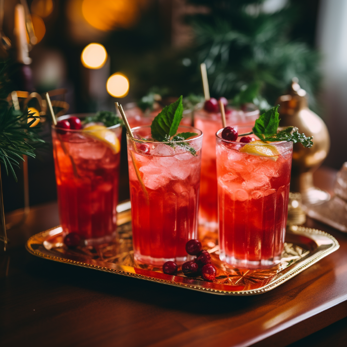 Cranberry Mule Cocktails on a tray