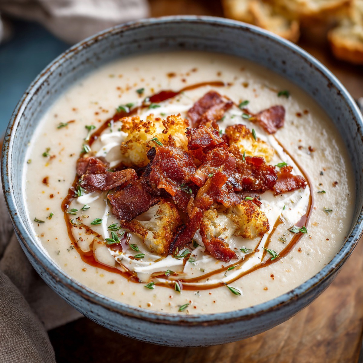 Roasted Cauliflower & White Cheddar Soup with Apples