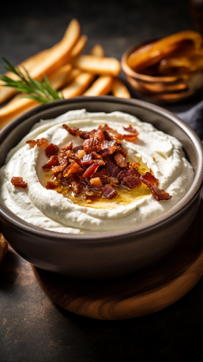 Whipped Goat Cheese with Bacon and Caramelized Onions
