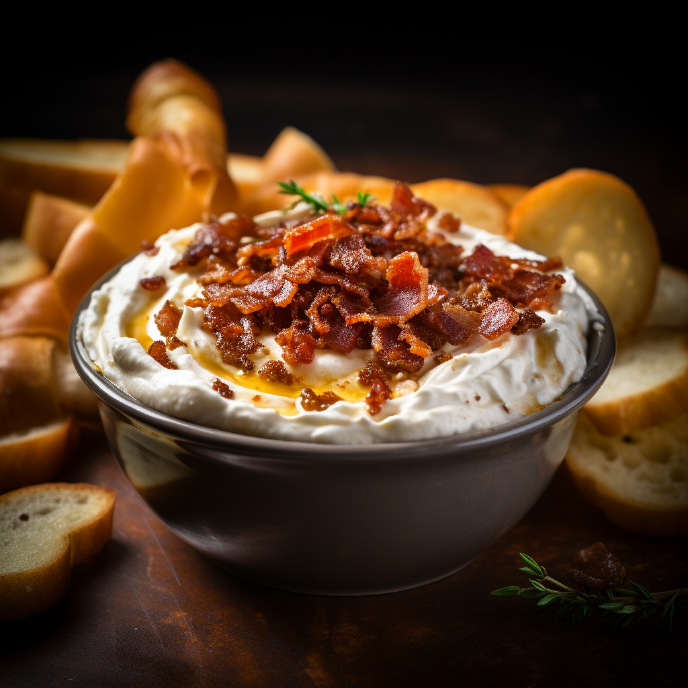 Whipped Goat Cheese with Bacon and Caramelized Onions